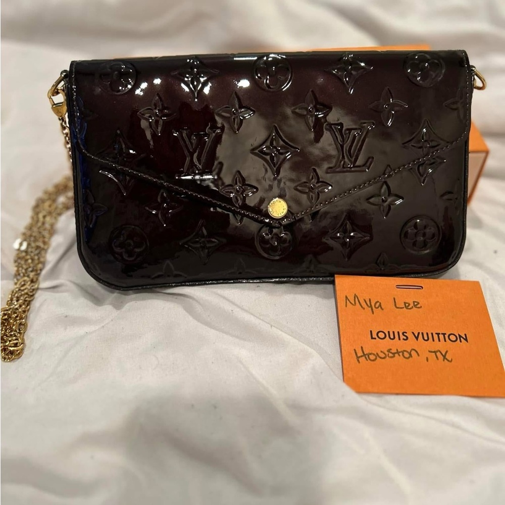 Louis Vuitton Dark Brown Patent Leather Clutch